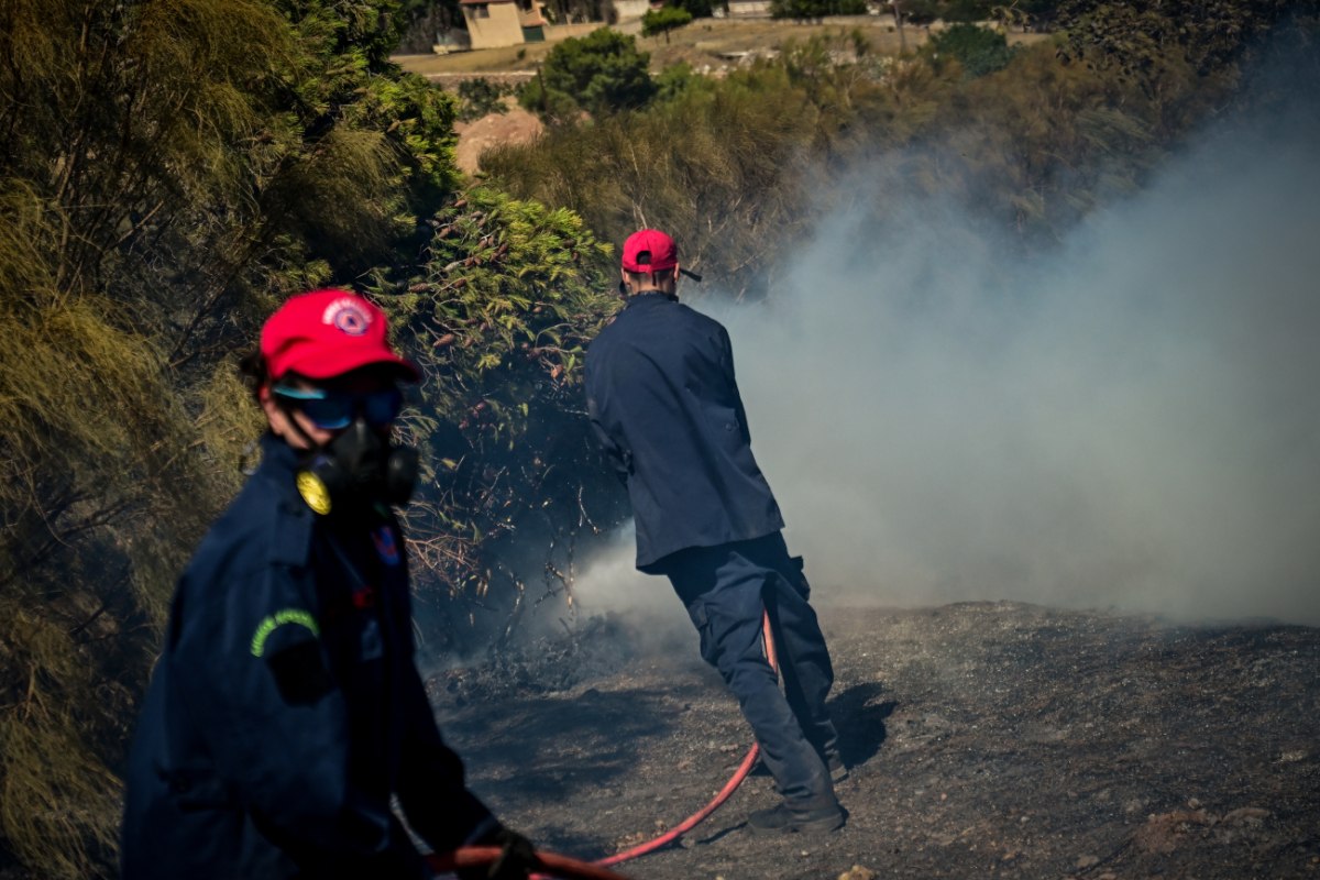 Πυκνοί καπνοί και φλόγες από την πυρκαγιά στη Δροσοπηγή Πάρνηθας