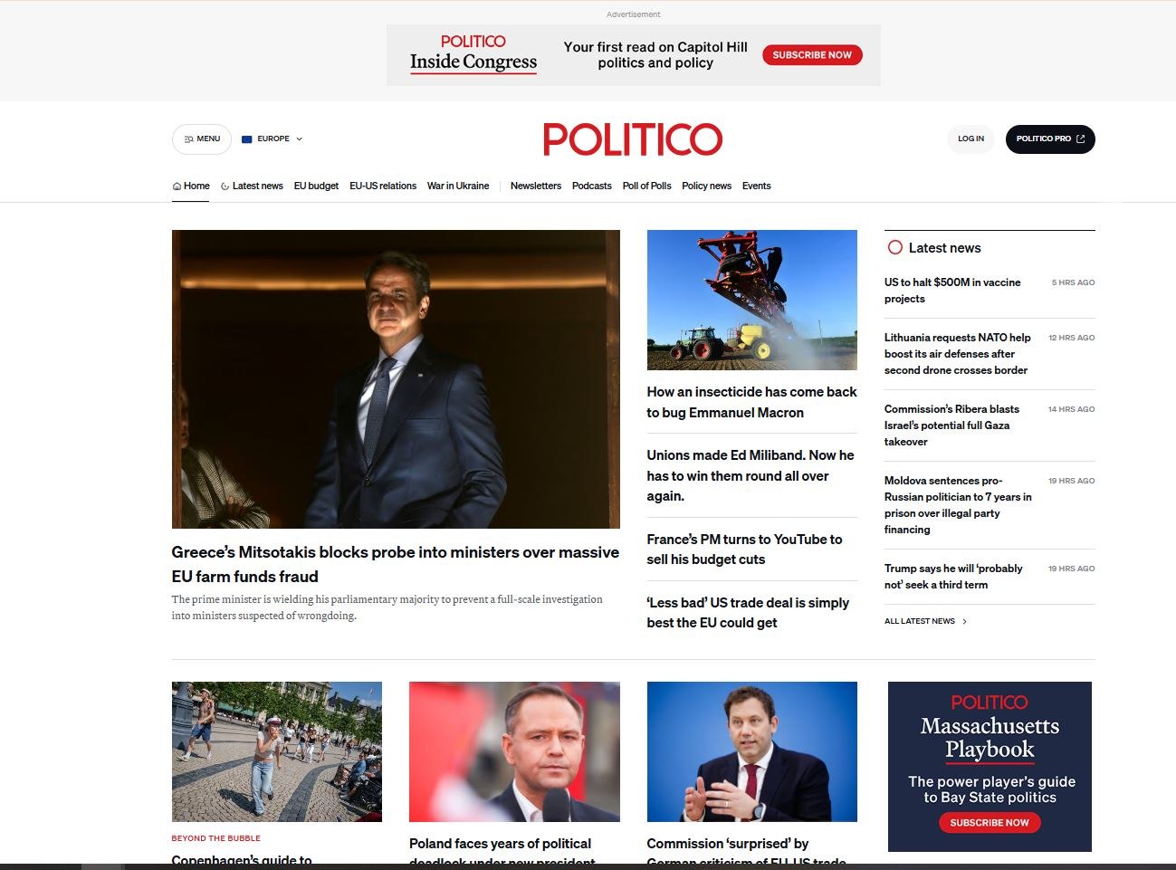 Ο Κυριάκος Μητσοτάκης στο πρωτοσέλιδο του Politico για το σκάνδαλο ΟΠΕΚΕΠΕ