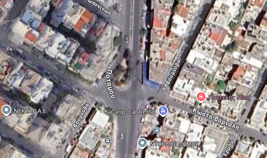 Χάρτης από ψηλά στο σημείο του κόμβου Ποταμού - Βάρναλη