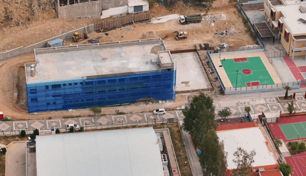 Εναέρια πλάνα νέου κτιρίου 5ου Γυμνασίου Κορυδαλλού